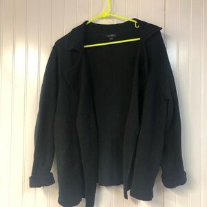 J Jill Wearever Collection Open Front Cardigan Black XL Long Sleeve Textured